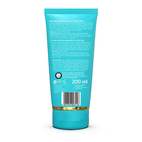Hello Summer Spf 30, Emulsja do opalania ciała z masłem kakaowym,200 ml
