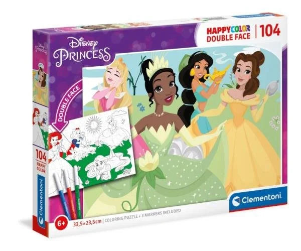 Clementoni, puzzle, Disney, Double Face Księżniczki. Princess, 104 el.