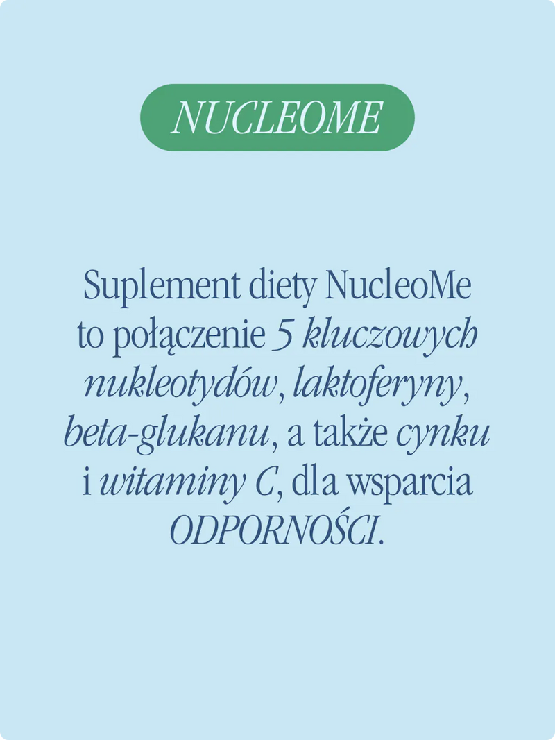 NucleoMe - Nukleotydy z cynkiem, laktoferyną i beta-glukanem 60 kapsułek