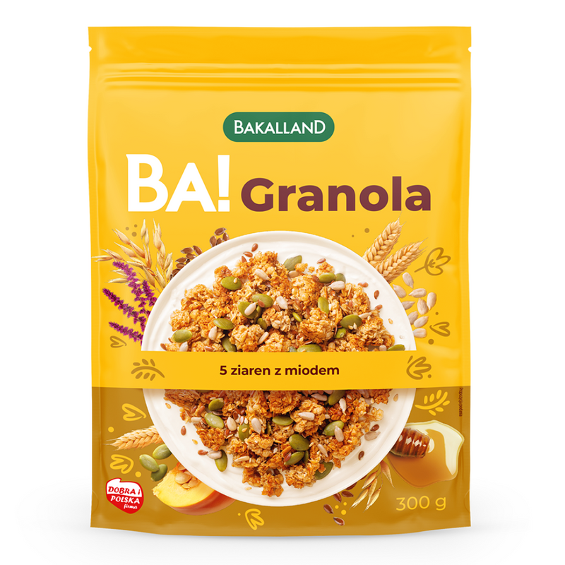 Bakalland BA! Granola 5 ziaren z miodem 300 g