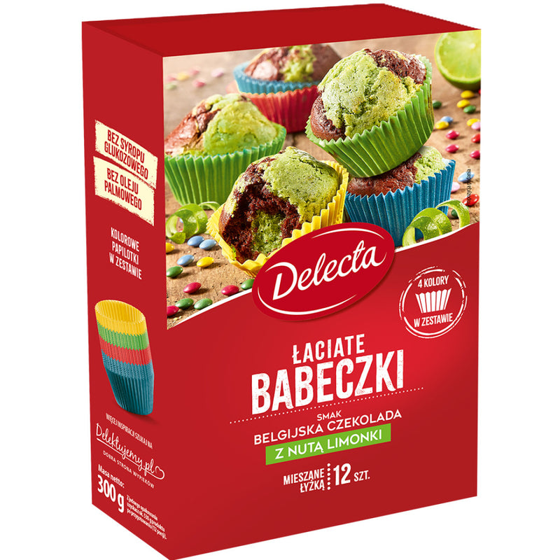 Delecta Łaciate Babeczki smak belgijska czekolada z nutą limonki 300 g