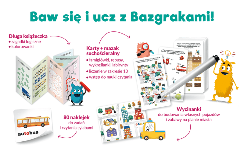 Zabawy edukacyjne. Bazgraki. Super pojazdy