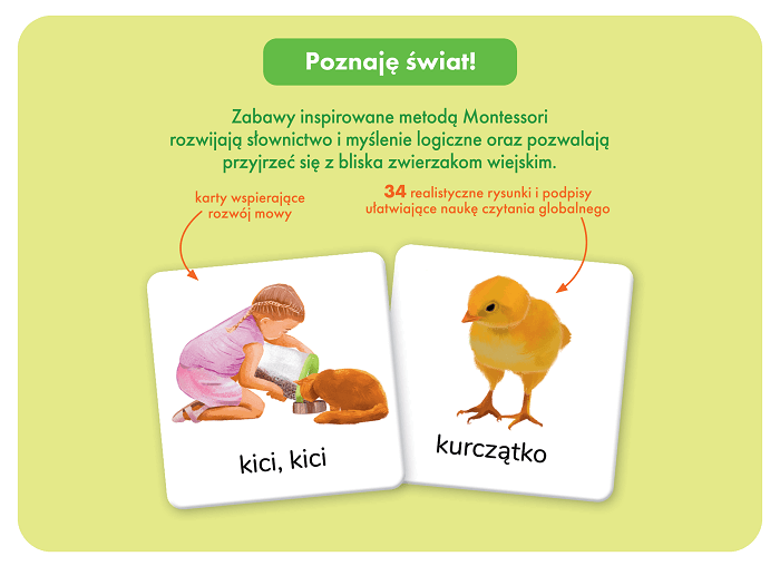 Montessori. Karty obrazkowe. Zwierzęta na wsi