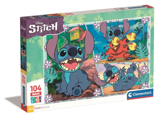 Clementoni, Puzzle, Maxi, Super Kolor, Stitch, 104 el.