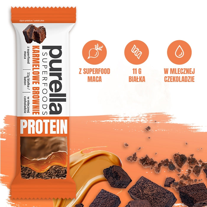 Purella Superfoods Protein bar baton proteinowy karmelowe brownie