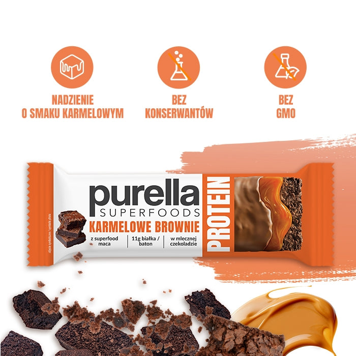 Purella Superfoods Protein bar baton proteinowy karmelowe brownie