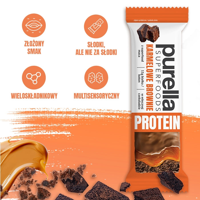 Purella Superfoods Protein bar baton proteinowy karmelowe brownie