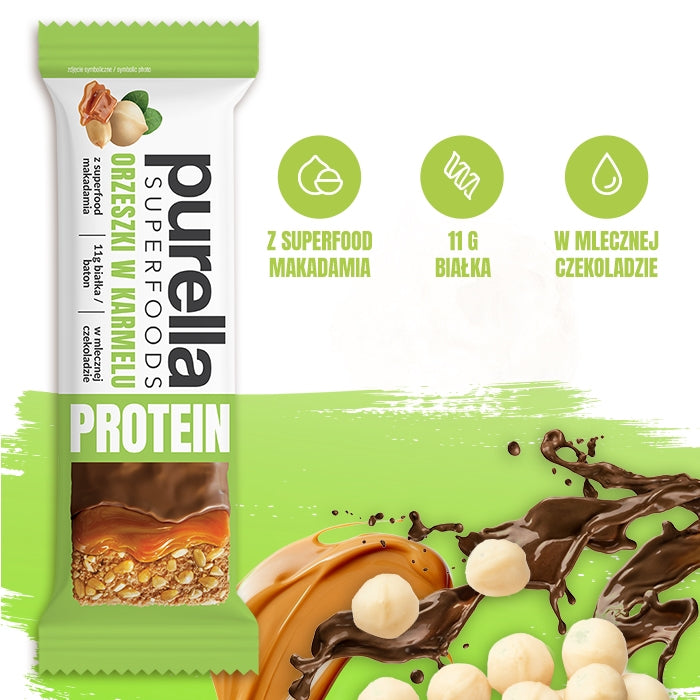 Purella Superfoods Protein bar baton proteinowy orzeszki w karmelu 45g