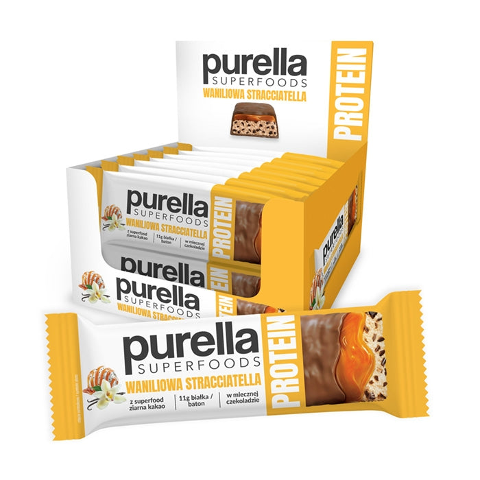 Purella Superfoods Protein bar baton proteinowy waniliowa straciatella