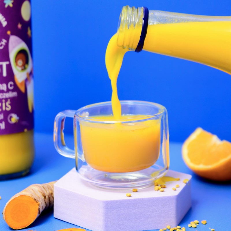Shot z witaminą C i pyłkiem pszczelim dla dzieci Miodziś