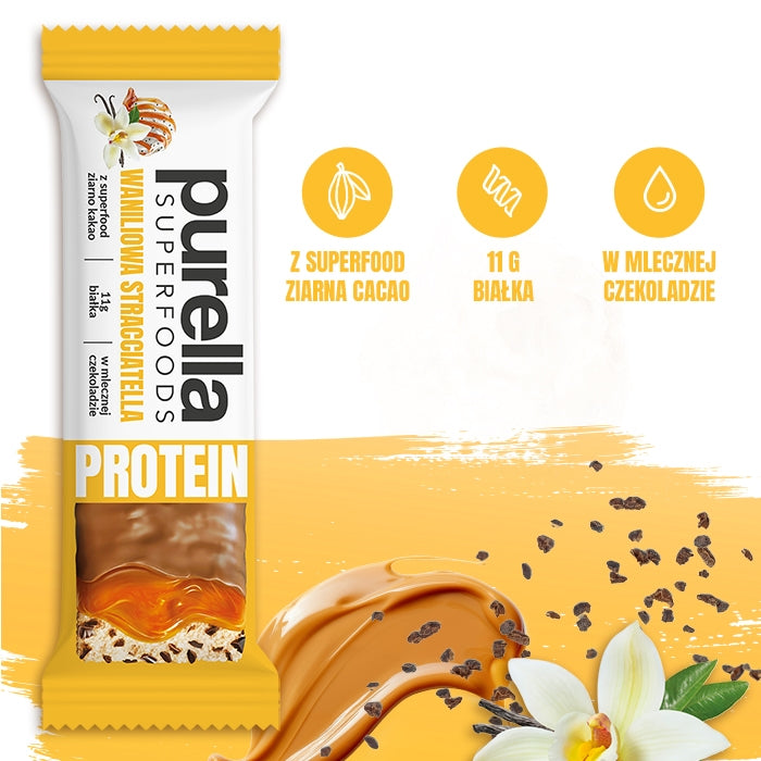 Purella Superfoods Protein bar baton proteinowy waniliowa straciatella