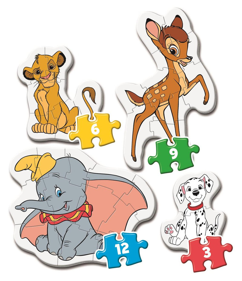 Puzzle, Disney, Przyjaciele Disneya, 4w1, 3, 6, 9, 12 el.  - Clementoni. Wiek 2+