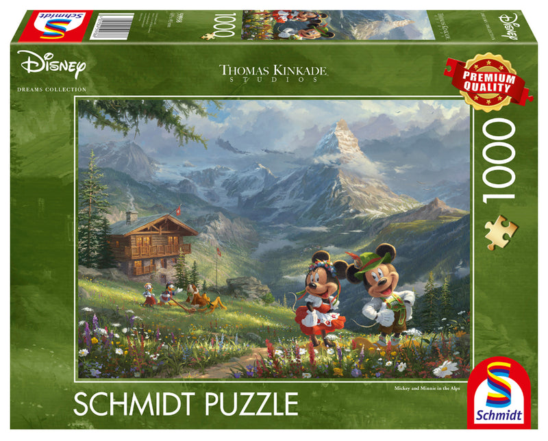Puzzle 1000 el. THOMAS KINKADE Myszka Miki & Minnie w Alpach
