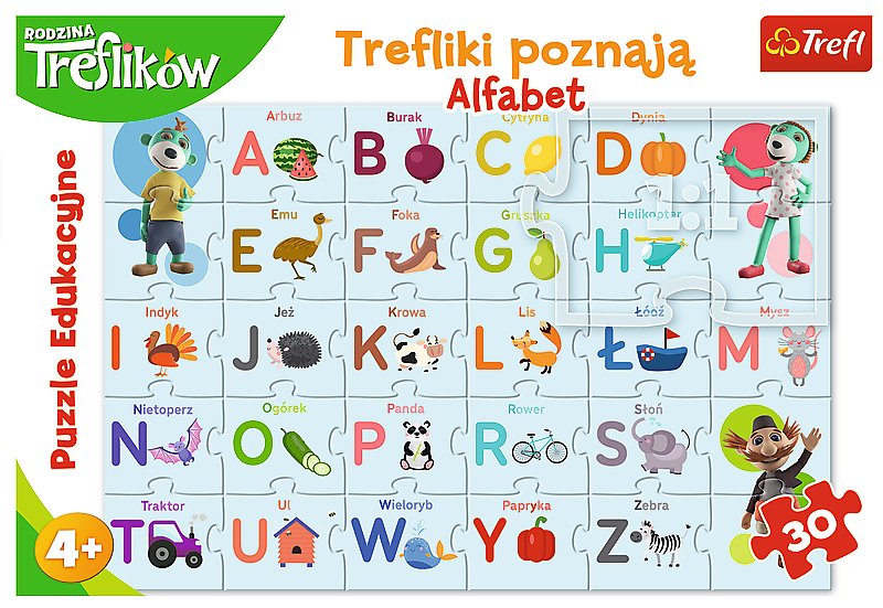 Trefl, puzzle edukacyjne Trefliki poznają alfabet (na zamowienie)